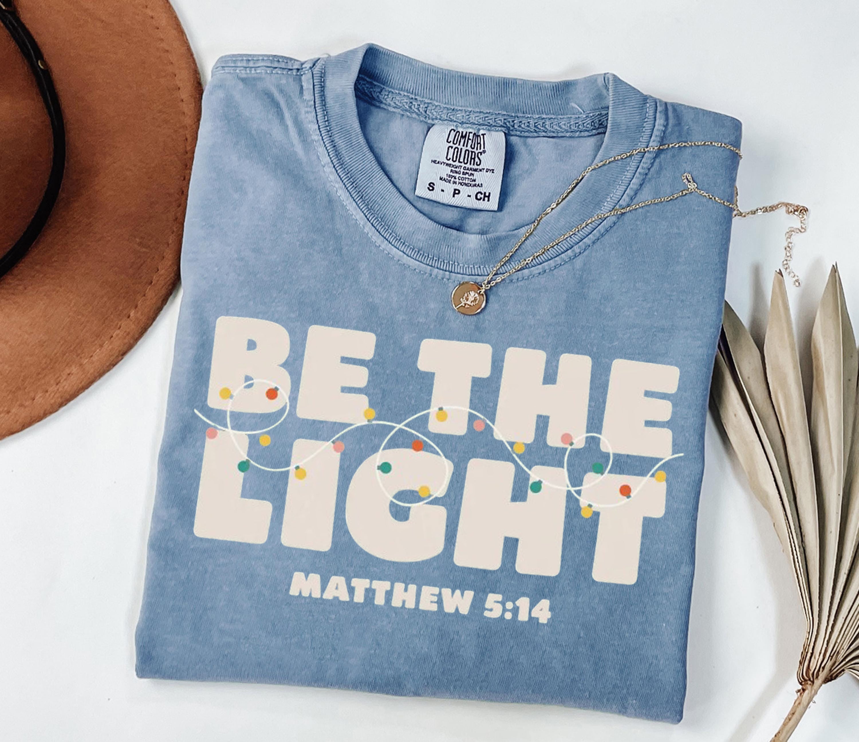 Comfort Colors® Christian Shirt for Christmas, Be The Light T-Shirt, Religious Christmas Tee, Bible Verse Shirt